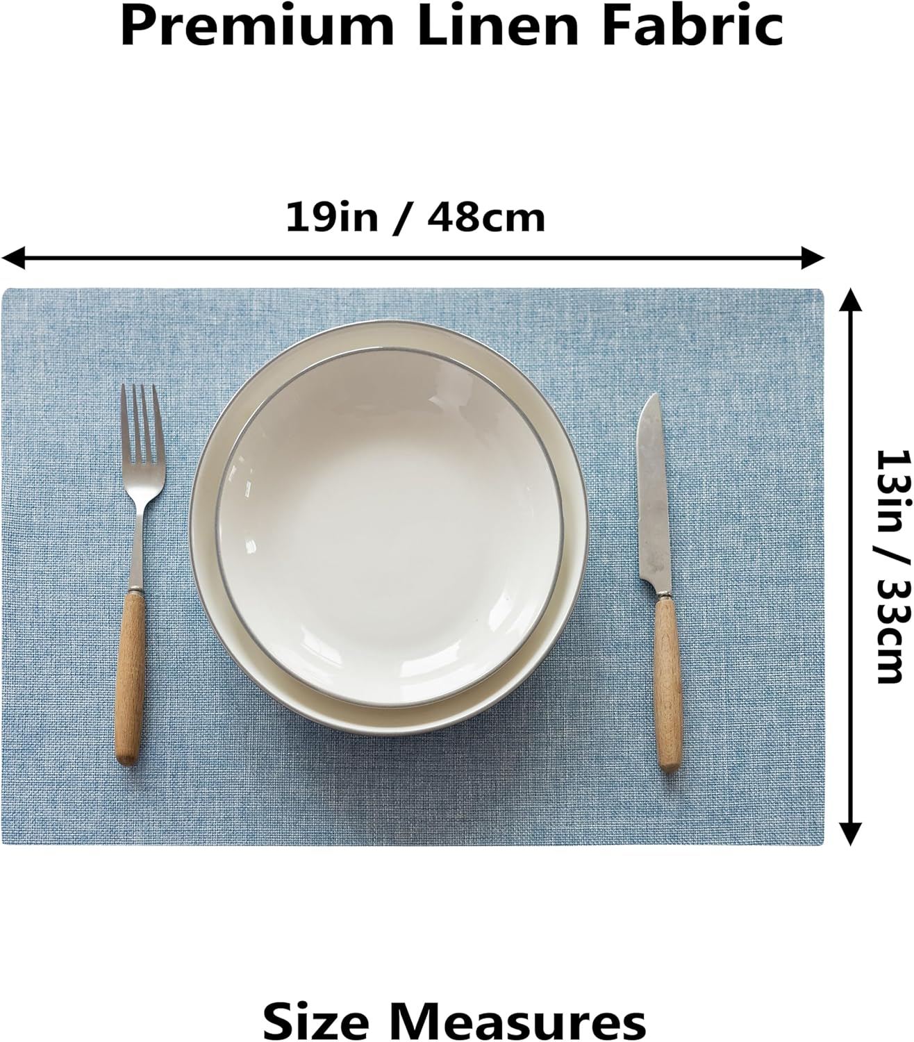Demetex Blue Placemats Set of 6 Heat Resistant Farmhouse Burlap Placemats Washable Cloth Place Mat