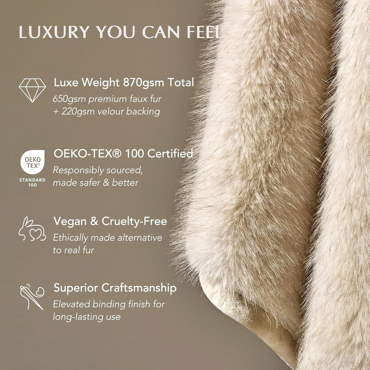 Luxury Faux Fur Throw Blanket, Soft Fluffy Faux Mink Blankets for Bed, Couch, Sofa, Thick Cozy