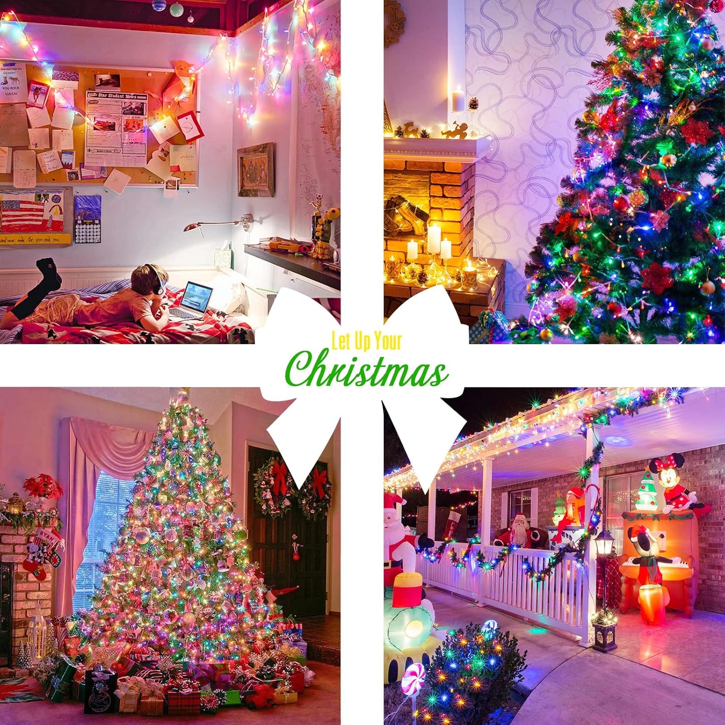 JMEXSUSS Multicolor Christmas Lights Battery Operated with 8 Modes Remote Waterproof, 33ft 100 LED