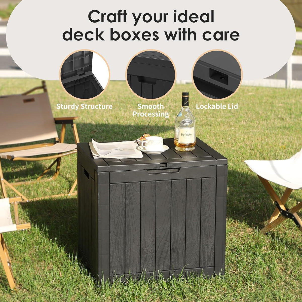 DRATO Deck Boxes, 31 Gallon Outdoor Storage Box for Patio Cushion, Sports Equipment, Garden Tools