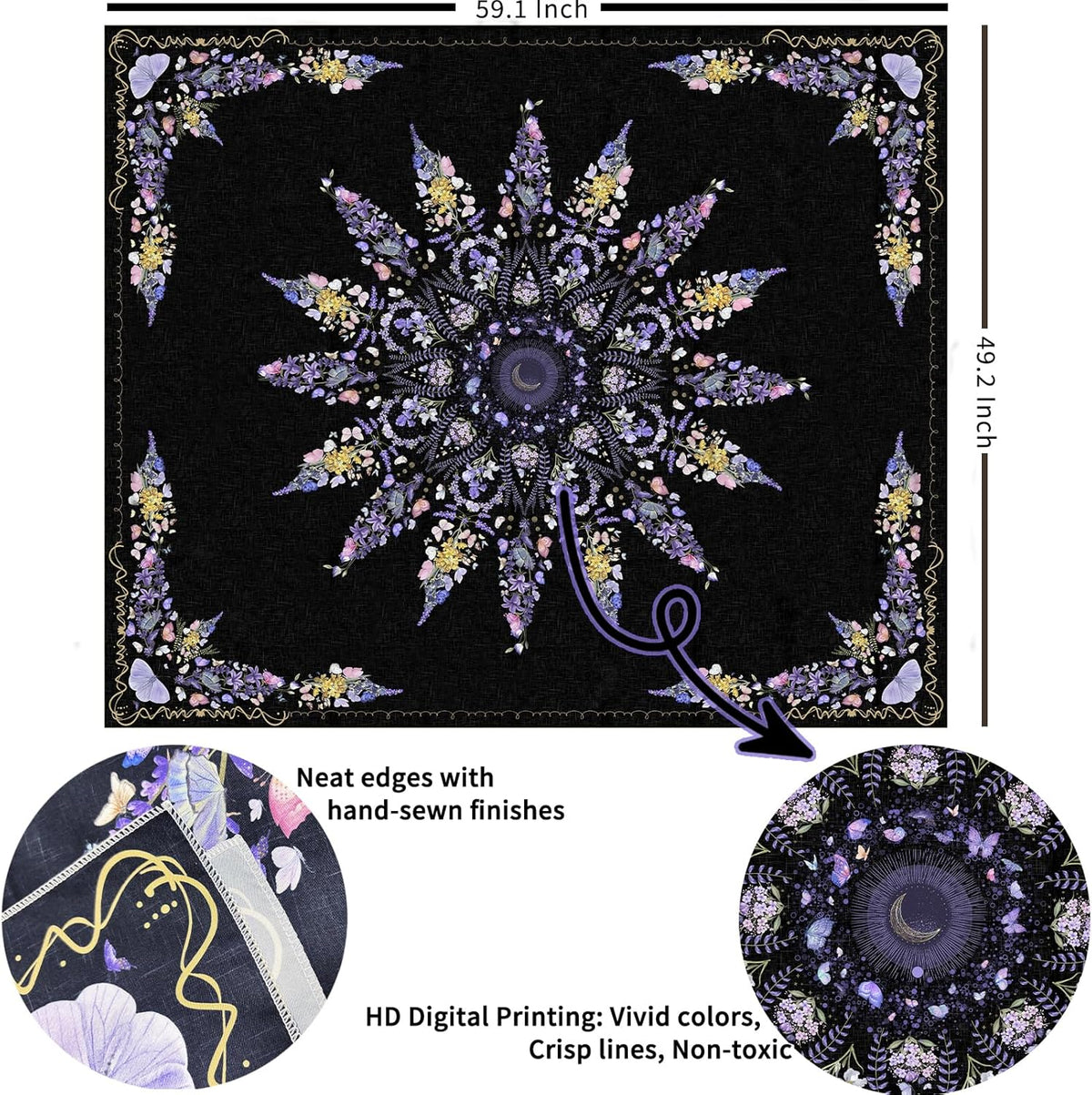 Damanse Floral Tapestry Wall Hanging Cute,Boho Wall Tapestry for Bedroom Aesthetic,Mandala Living