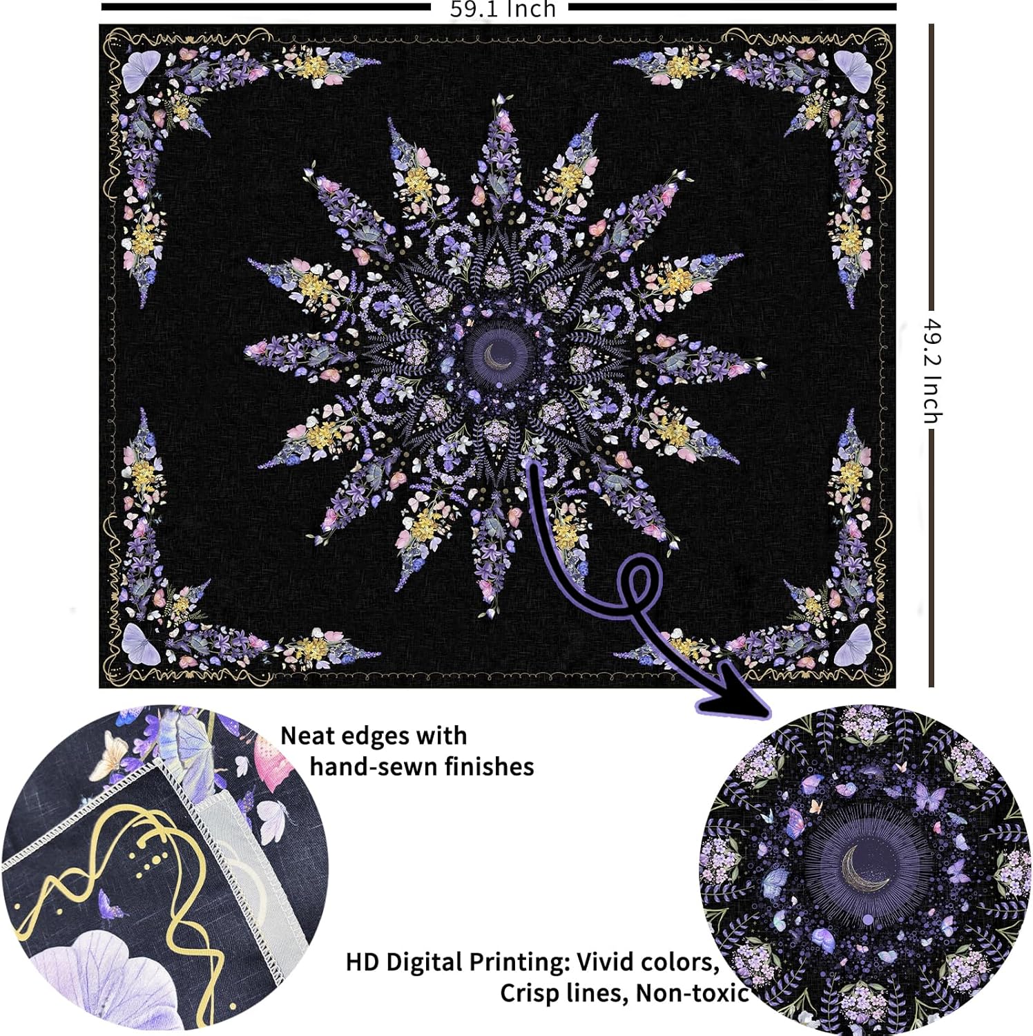 Damanse Floral Tapestry Wall Hanging Cute,Boho Wall Tapestry for Bedroom Aesthetic,Mandala Living