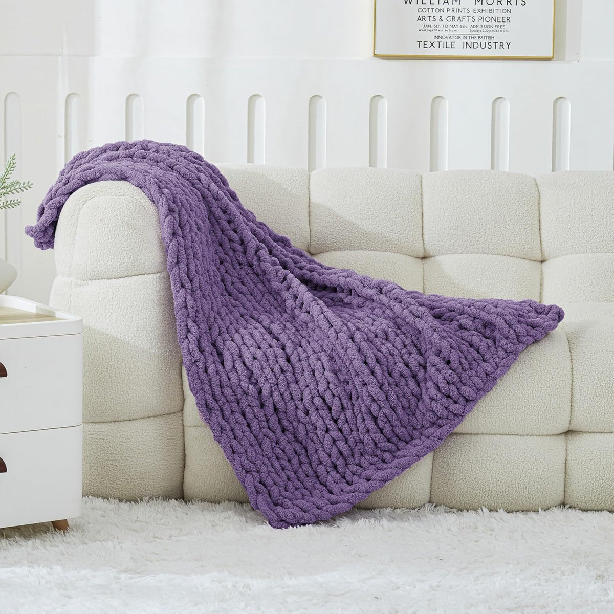 WESHIONGOO Chunky Knit Blanket Throw 40"×40" Knitted Throw Blankets for Couch Bed Fluffy Soft