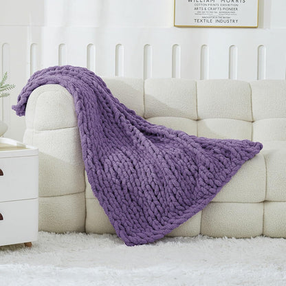 WESHIONGOO Chunky Knit Blanket Throw 40"×40" Knitted Throw Blankets for Couch Bed Fluffy Soft