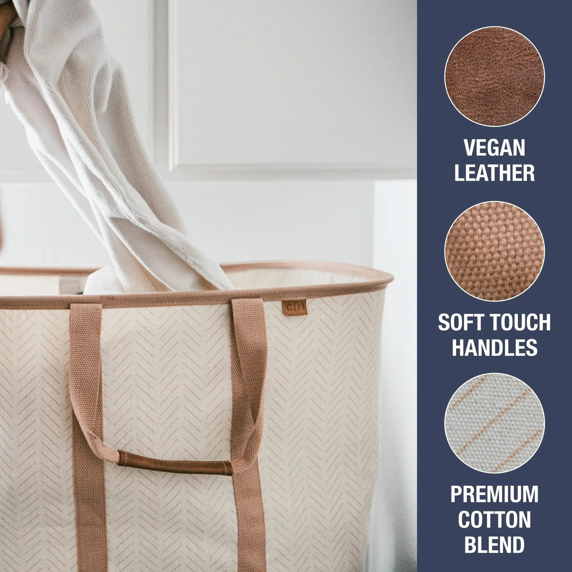 CleverMade Collapsible Laundry Caddy LUXE, 64L Pop-Up Hamper, 2 Pack, Mocha