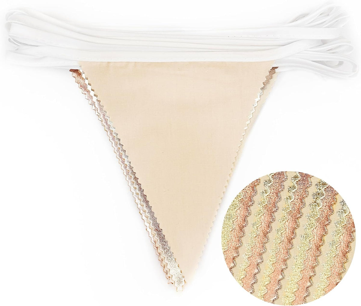 Rose Gold Champagne Gold Beige Party Decorations Metallic Fabric Triangle Flag Pennant Banner