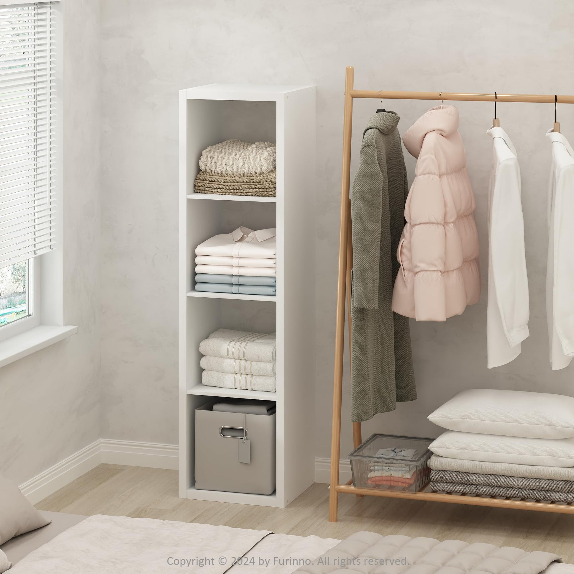 Furinno Cubic Extra Thick 4-Cube Closet Organizers and Storage, White