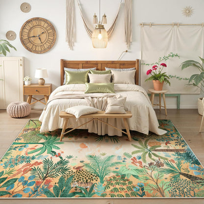 LIVEBOX Boho 8x10 Area Rugs for Living Room, Washable Soft Jungle Animal Print Rug for Bedroom