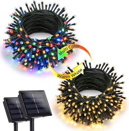 Joomer Color Changing Christmas Lights, 2 Pack Total 144FT 400 LED 12 Modes Solar String Lights