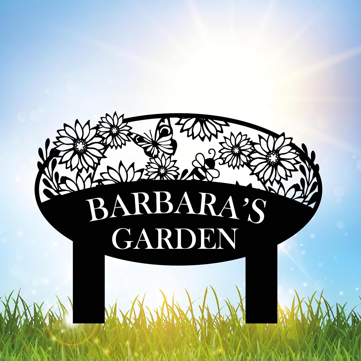 Custom Metal Garden Sign, Flower Sign with Stakes, Personalized Garden Decor for Outside, Garden
