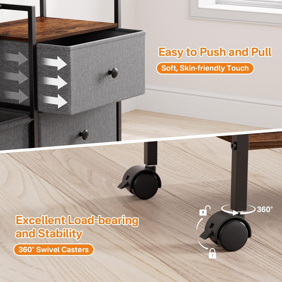 Baby Diaper Caddy Organizer and Storage - 3 Tier Rolling Cart with Dividers and Drawers, Easy To