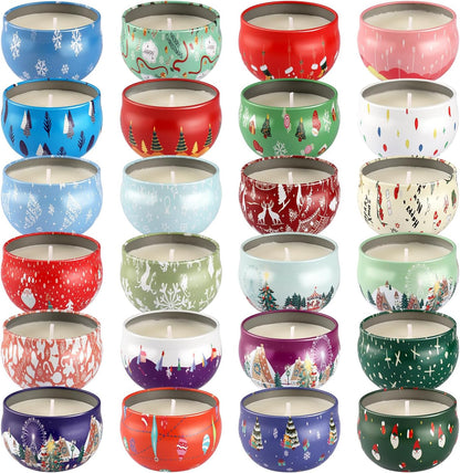 24Pack Christmas Scented Candles Gift- Aromatherapy Candle-2.5oz Soy Wax-Long Lasting Burn time