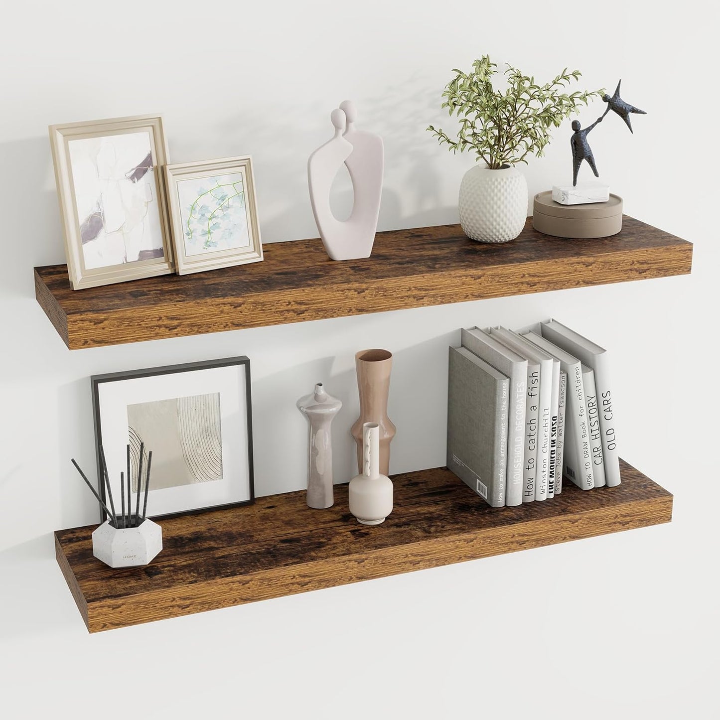 36 inch Floating Shelves Wall Shelves for Office with Invisible Brackets, 8 inch Deep Shelves for