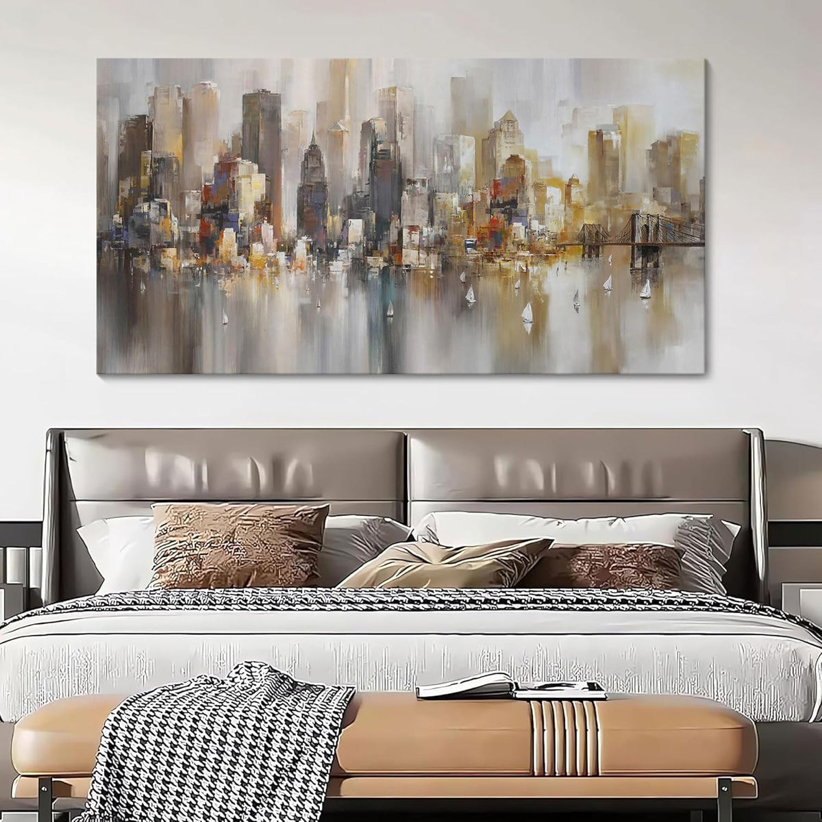New York City Wall Art - Modern Abstract Wall Art for Living Room, Office & Bedroom Cityscape &