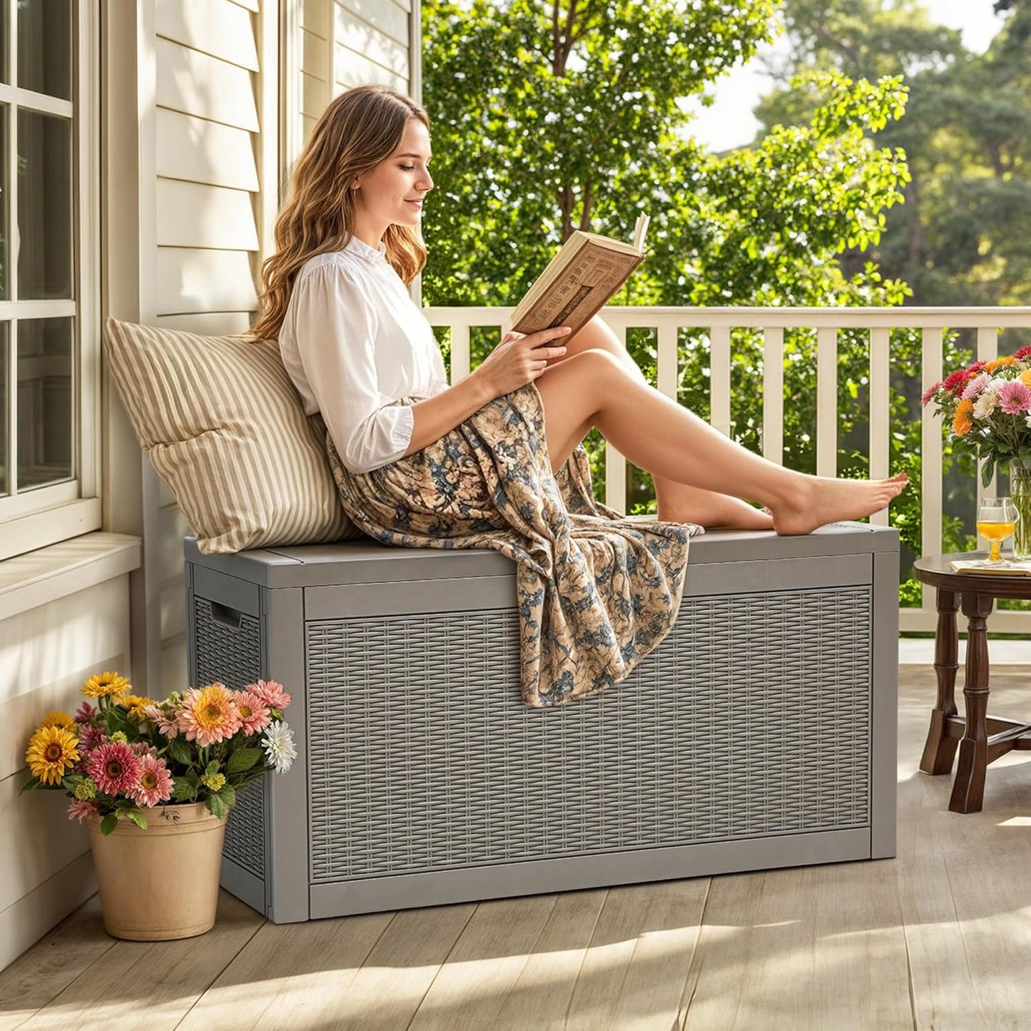 YITAHOME 60 Gallon Outdoor Storage Box, Large Water Resistant Resin Deck Box, Indoor Outdoor