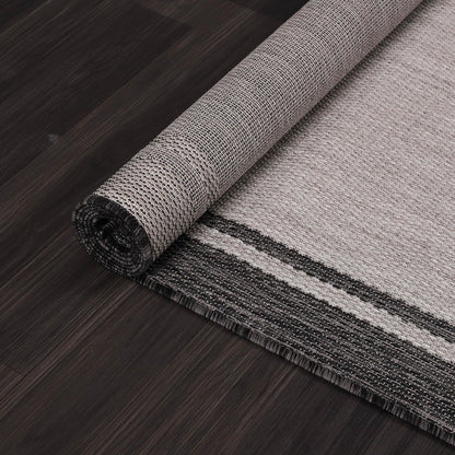 CAMILSON Indoor Outdoor Rug, 5x7 Bordered Gray Modern Area Rugs for Indoor and Outdoor Patios