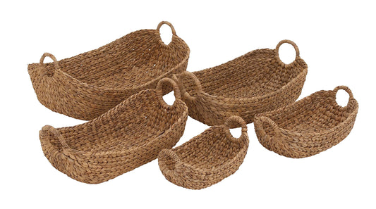 Deco 79 Seagrass Handmade Decorative and Functional Storage Basket Basket Organizer with Metal