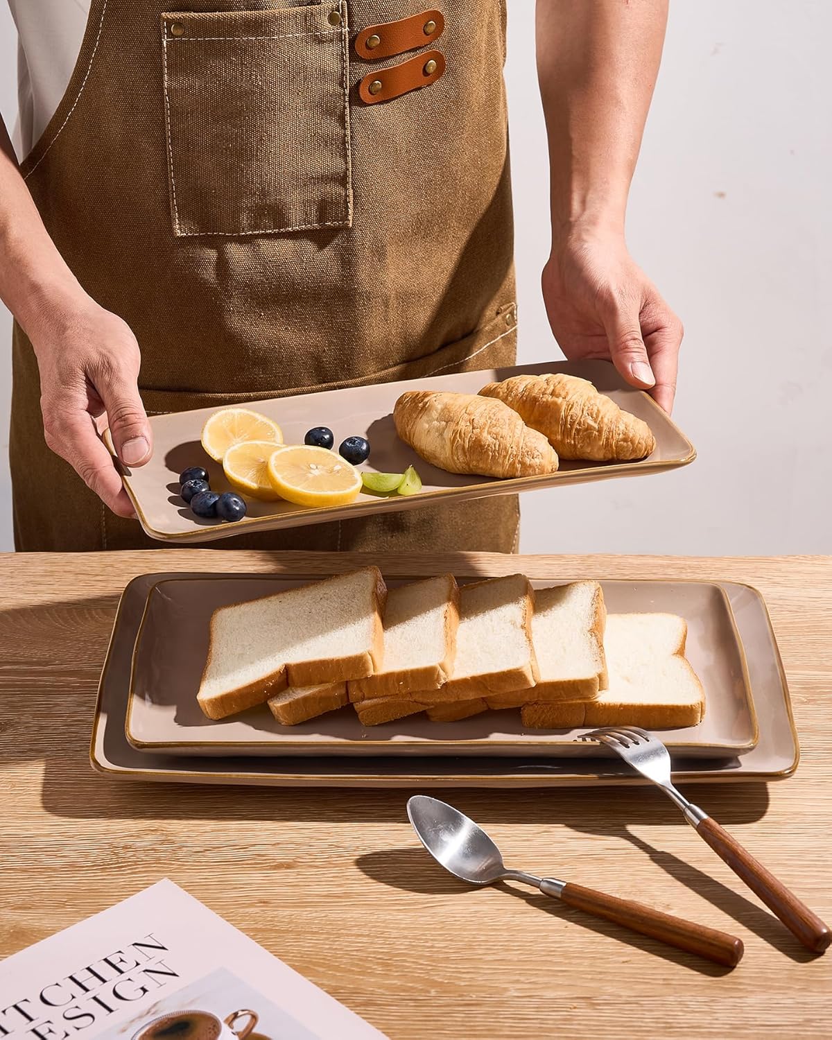 famiware Serving Platter, Rectangular 15.67/14.1/12.6 inch Serving Dishes for Entertaining