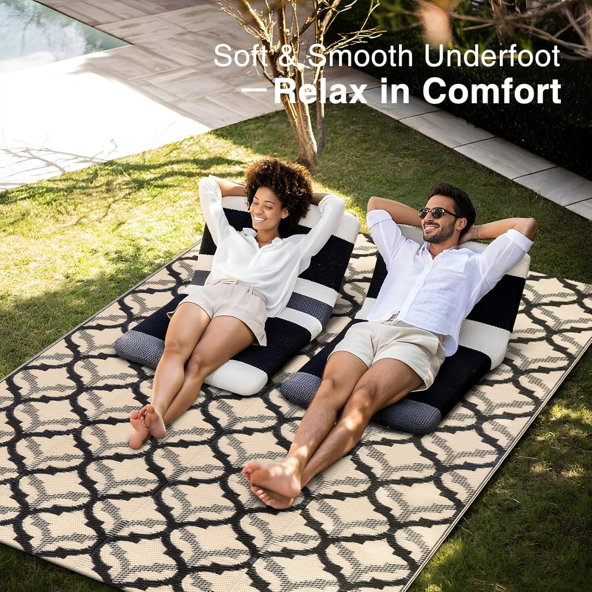 OLANLY Reversible Outdoor Rug 5x8 ft Clearance, Waterproof Outdoor Plastic Straw Rug with