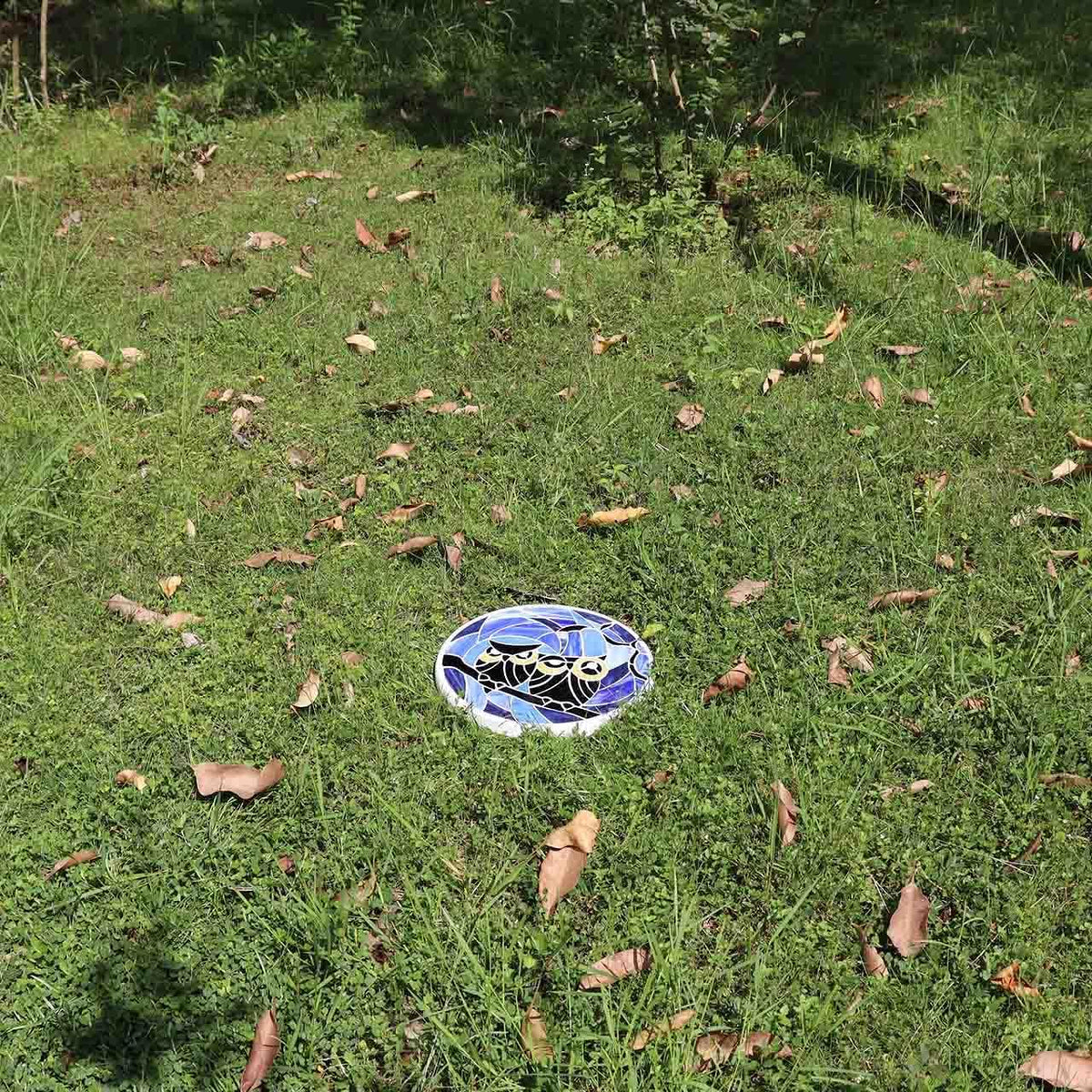 Bieye MSS005 Tiffany Style Stained Glass Mosaic Decorative Stepping Stone for Garden Decor (Owl