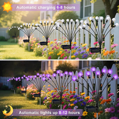 Solar Garden Lights – 16 LEDs Solar Firefly Lights, Purple Swaying Lights Outdoor Waterproof, 2