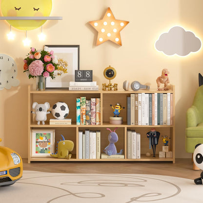 Book Shelf, 5 Cubes Storage Organizer, Open Shelf Wooden Bookcase, Freestanding Log Bookshelf Cube