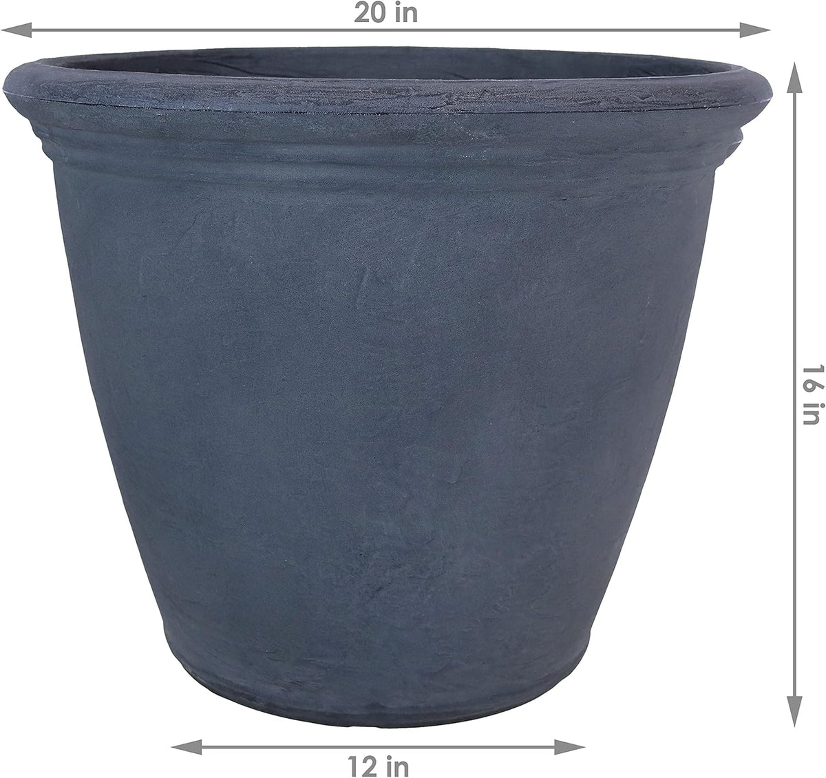 Sunnydaze 20-Inch Anjelica Large Plastic Pot for Plants - Outdoor Polyresin Round Planter with