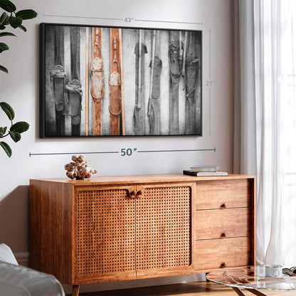 ElephantStock Ski Collection Wall Art - Horizontal Framed Canvas - 1-Piece Bathroom Wall Decor