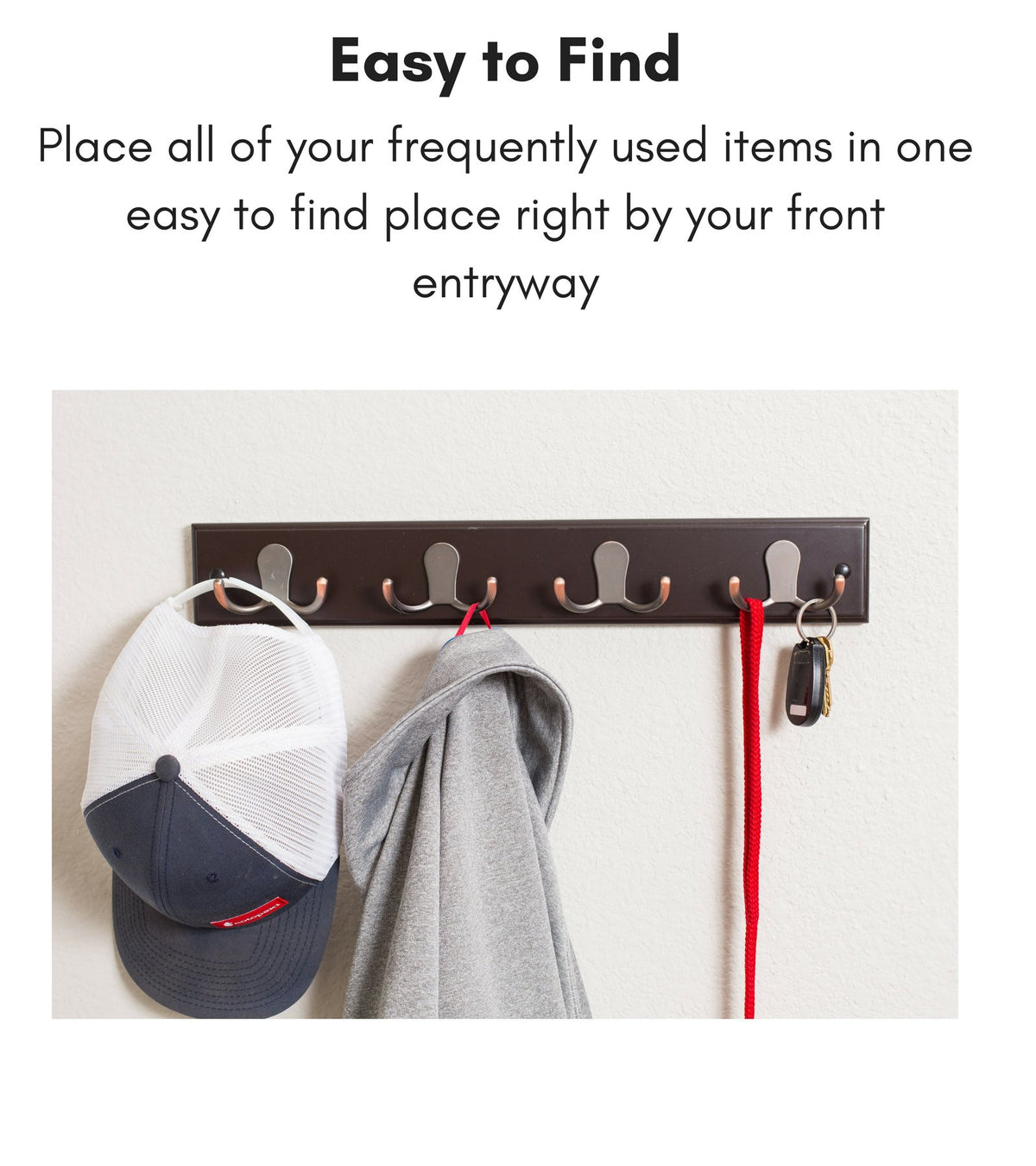 BIRDROCK HOME Dual Hook Coat Rack | 4 Dual Hooks | Wall Mounted Hat Key Rack Rail | Oil Rubbed