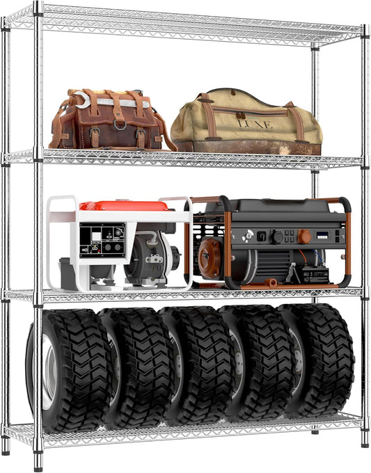 IZEUK 3400 LBS Garage Shelving Wide Storage Shelves 4 Tier Metal Shelves Heavy Duty Adjustable