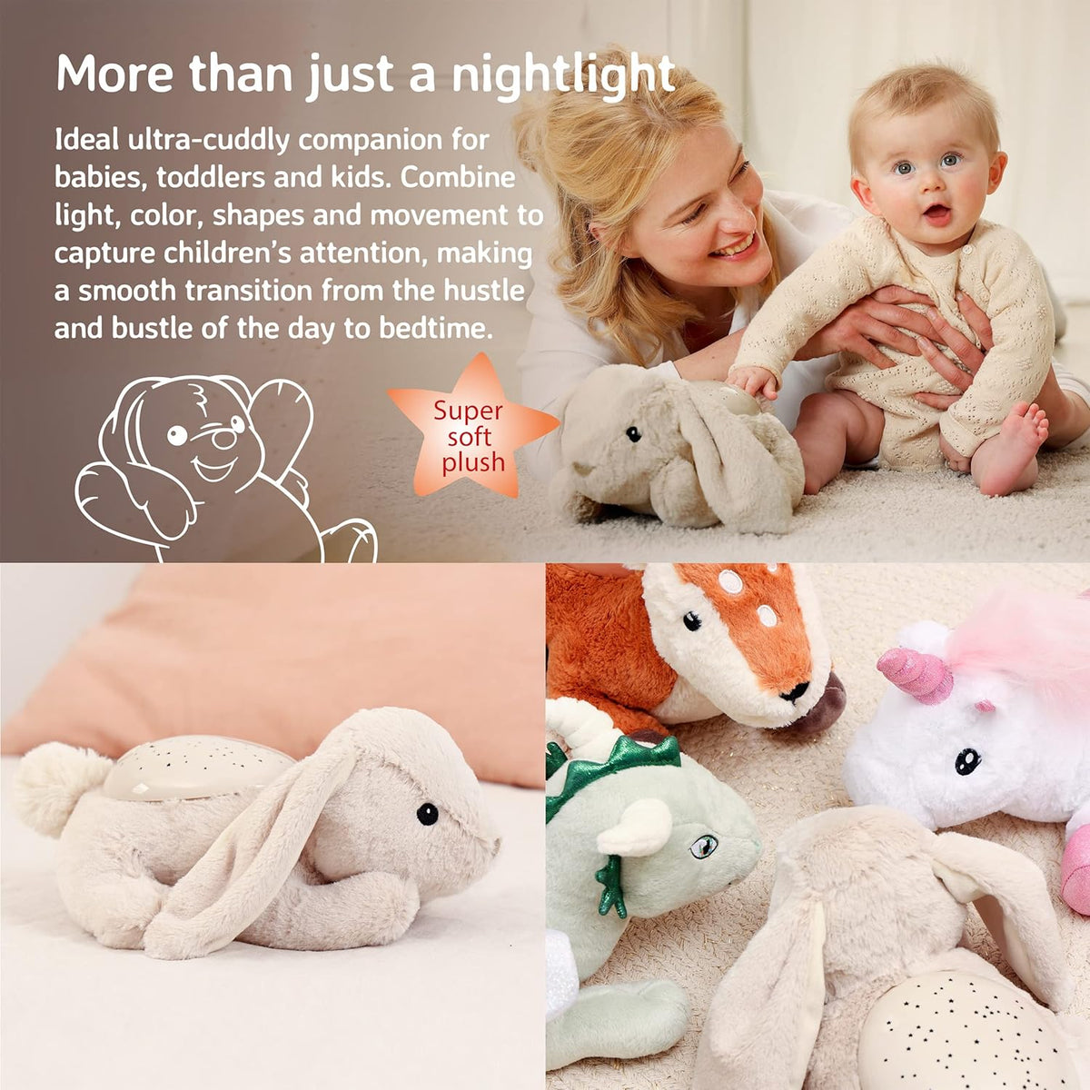Cloud b Calming Nightlight Star Projector | Gentle Brightness | 3 Colors | 3 Constellations |