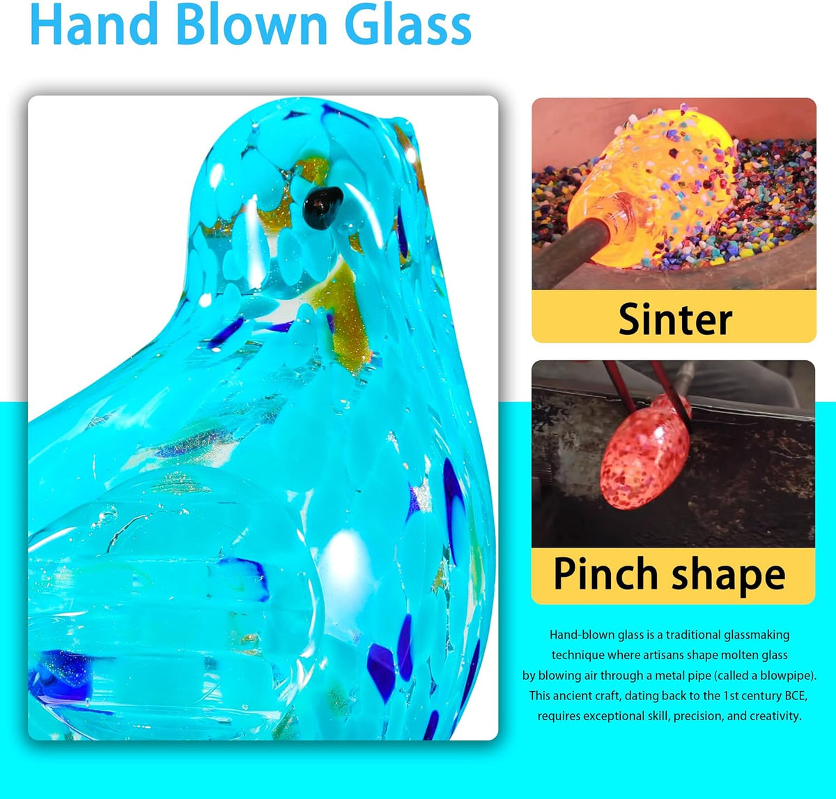 Decorative Solar Lights, Outdoor Solar Bird Stake Lights, Hand Blown Glass Decorative Garden