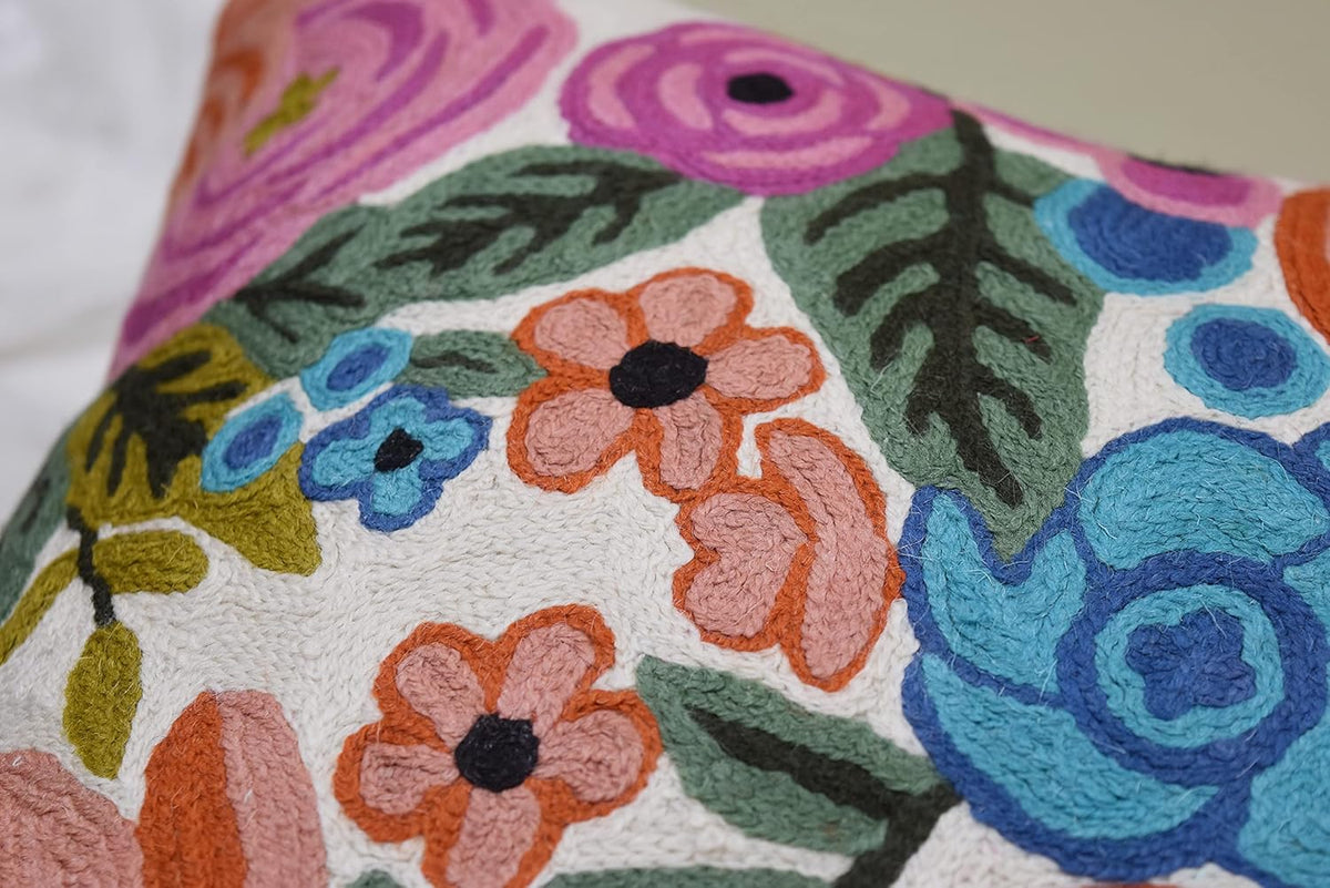 Roses Floral Pillow Cover Flower Farmhouse Chair Cushion Suzani Flowers Pillowcase Boho Florals