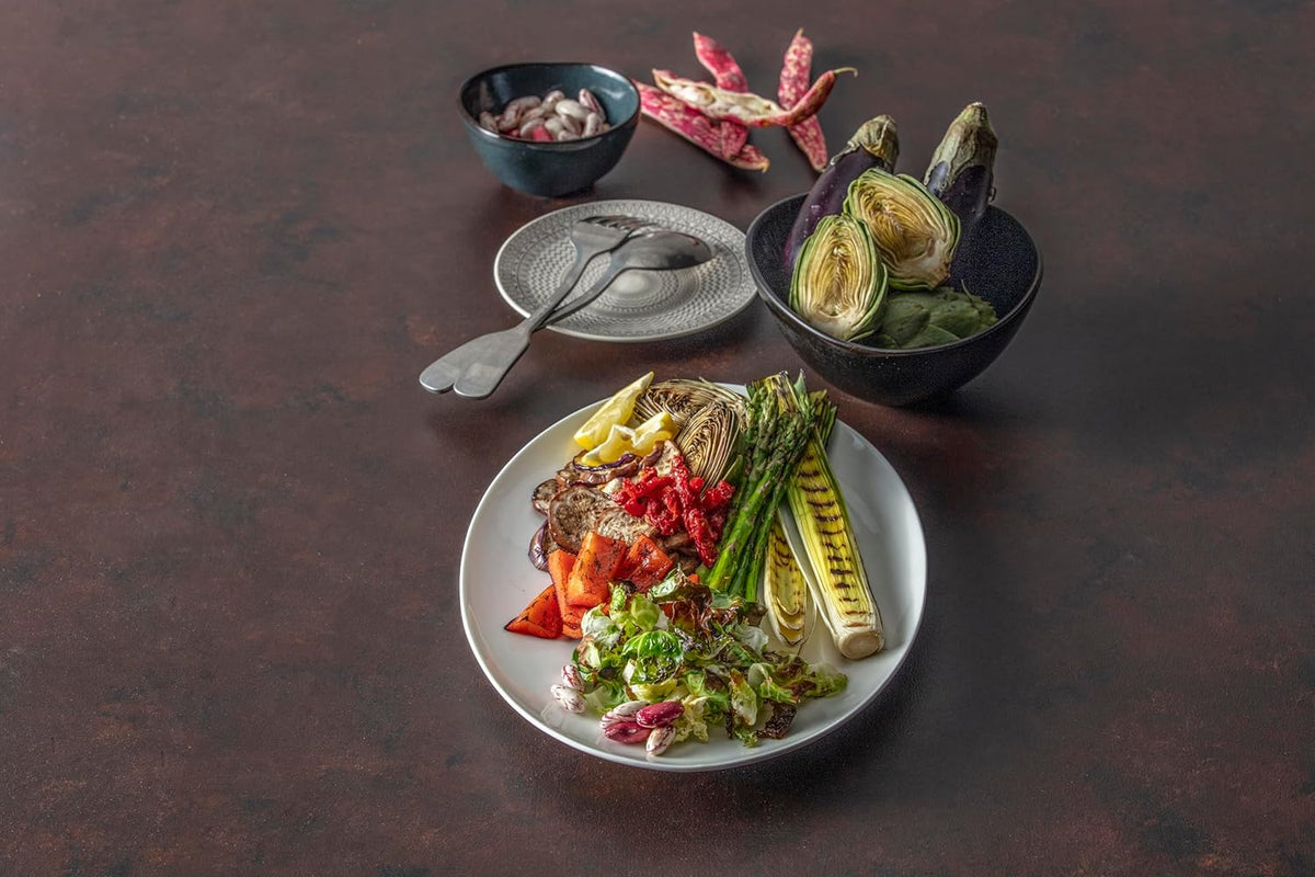 Fortessa Ashton 18/10 Stainless Steel, 2 Piece Serving Set, Antiqued Silver