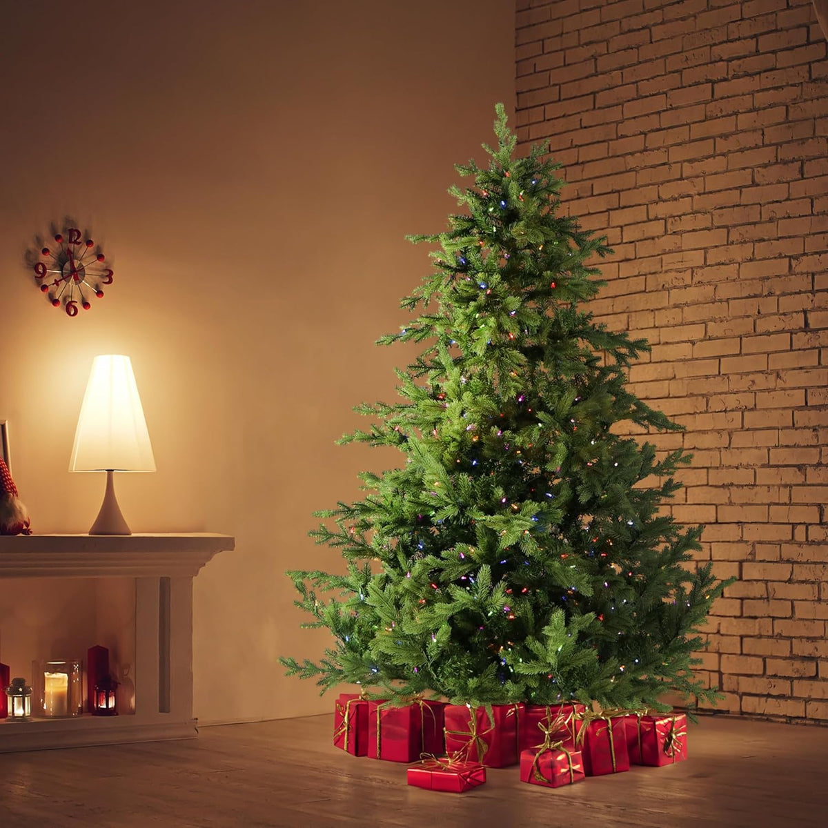 Fraser Hill Farm 7.5-Ft. Foxtail Pine Artificial Christmas Tree with Dual Multicolor & Warm White
