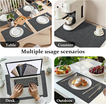 FROMHEART Faux Leather Placemats Set of 6–Waterproof,Heat/Oil Stain-Resistant PU Table