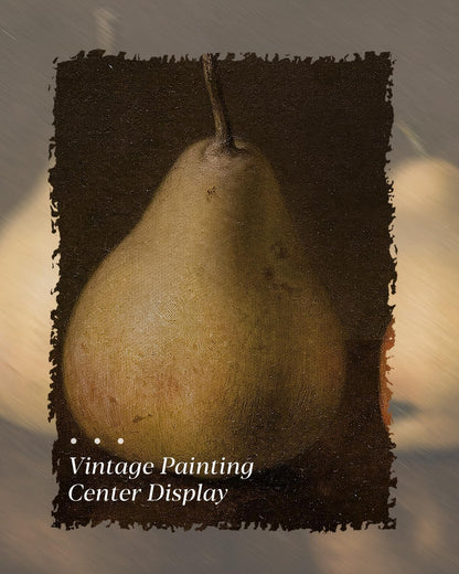 HUARCEY Gold Framed Vintage Wall Art for Living Room, Pear Fruits Painting Prints Shelf Decor for