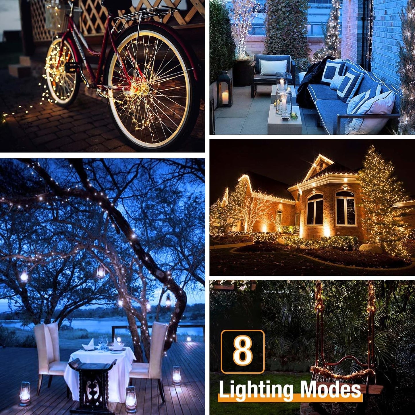 4 Pack Solar String Lights Outdoor - 320LED 132FT Solar Fairy Lights Outside Waterproof 8 Modes