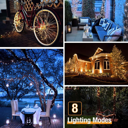 4 Pack Solar String Lights Outdoor - 320LED 132FT Solar Fairy Lights Outside Waterproof 8 Modes