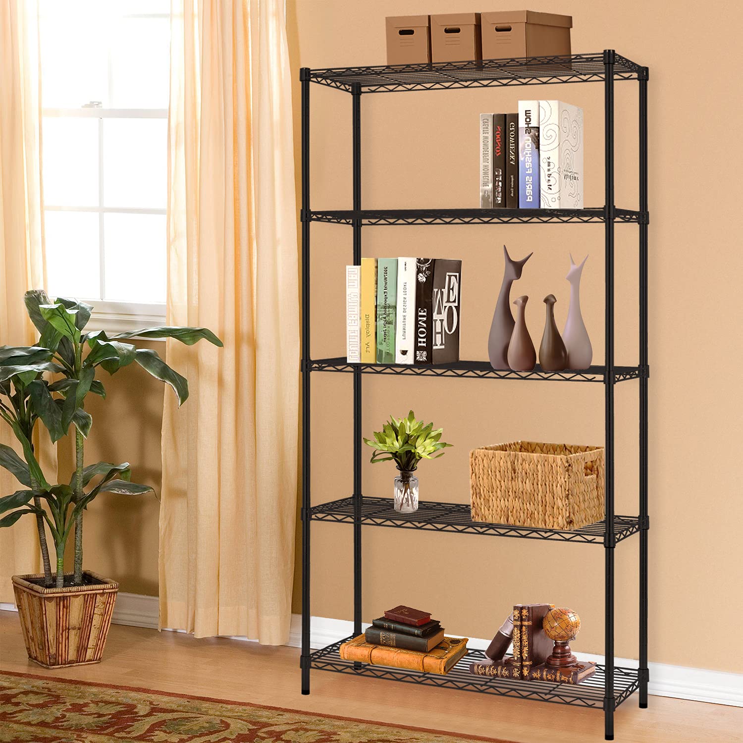 5 Tier Wire Shelving Unit 72"x36"x14"Storage Shelves Metal Wire Shelf Storage Rack Adjustable