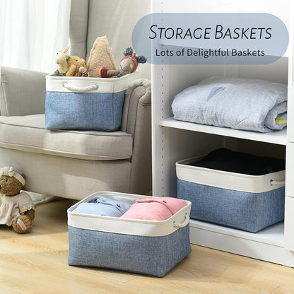 TcaFmac Storage Bins for Organization - Large 3 Pack Canvas Storage Basket for Shelves with