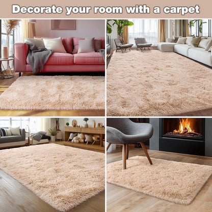 Rezutan Fluffy Rug for Living Room Bedroom Soft Modern Shaggy Fuzzy Kids for Living Room, Cute Room