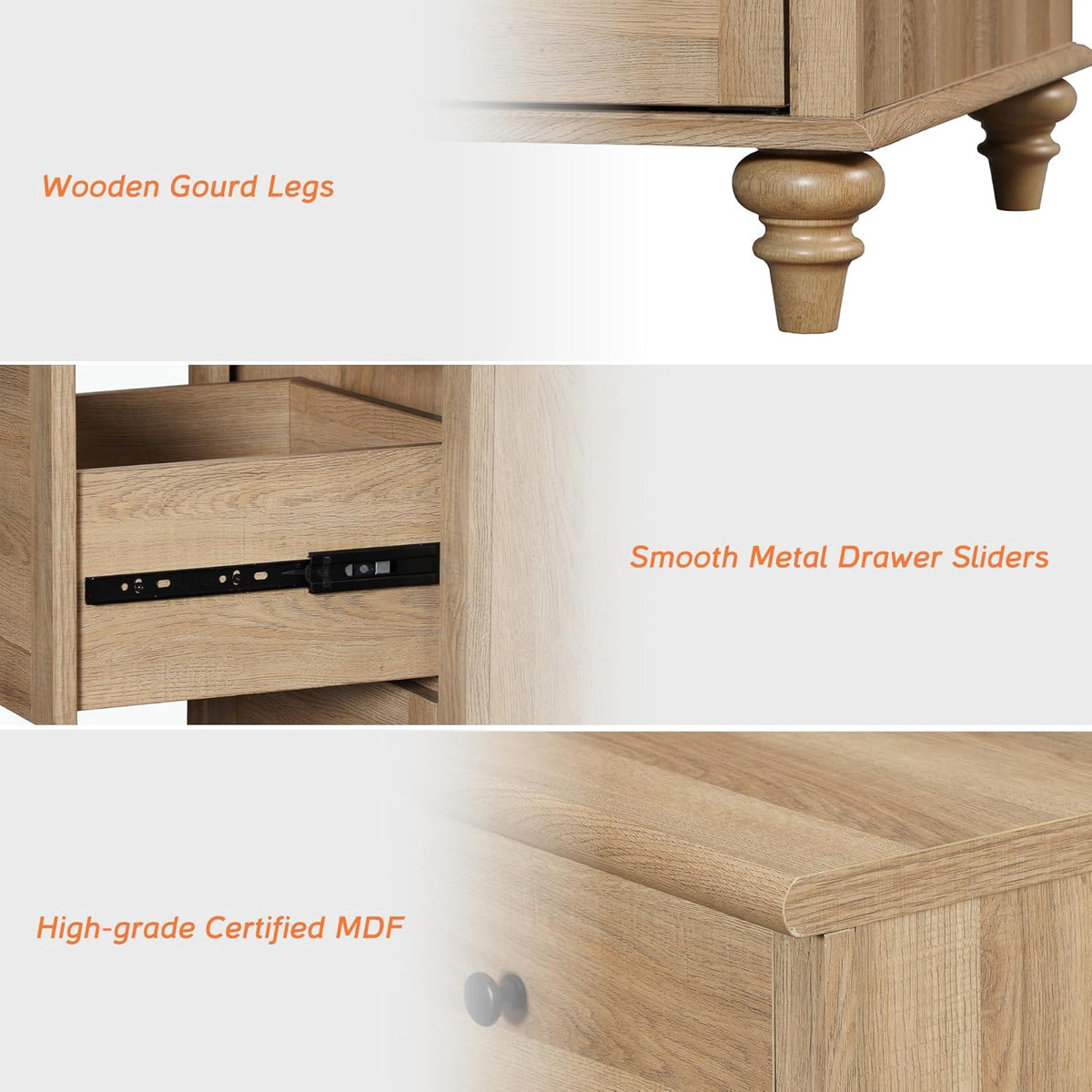 WAMPAT Oak Dresser for Bedroom with 9 Drawers, Kids Dressers with Wide Chest of Drawers, Mid