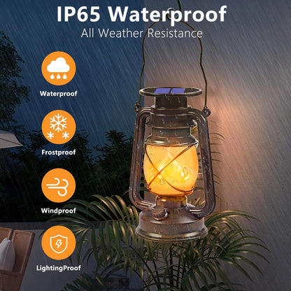 Solar Powered LED Lanterns Decorative Outdoor,2 Pack Bronze Vintage Lanterns with Dancing