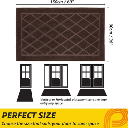 JSEI Dirt Trapper Door Mat 36"x60", Non-Slip Washable Entryway Mats, Dog Door Mat, Stain Resistant