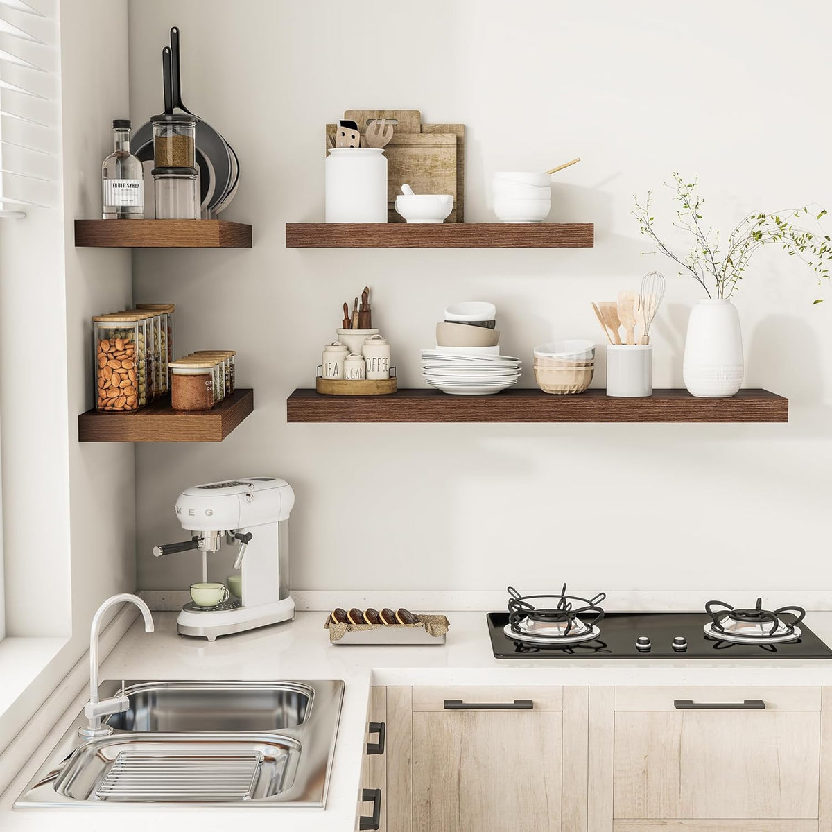 Wide Floating Shelves for Wall 12 Inch Deep, 48" X 12" X 2" Floating Shelf, 2 Inch Thick Shelf for