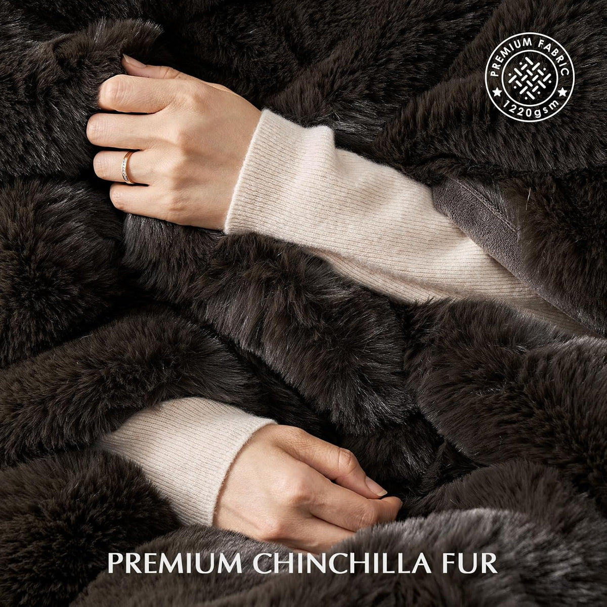 Luxury Soft Faux Chinchilla Fur Throw Blanket for Couch, Warm Thick Heavy Winter Throw Blanket