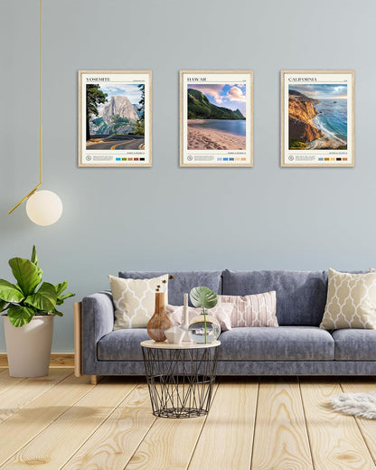 HesenDot Natural OAK Wood Yosemite National Park Framed Wall Art,12x16in Natural Scenery Canvas