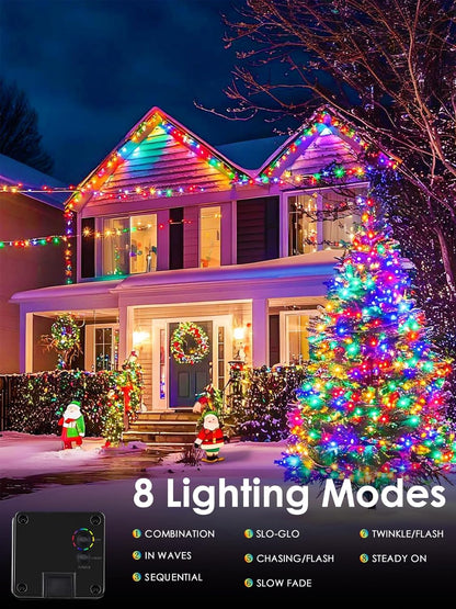 4pk Multi-Colored Solar Christmas Lights Outdoor Waterproof, 400 LED 132 FT Solar Powered LED