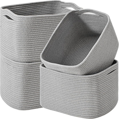 Storage Baskets for Organizing & Shelves, Woven Cotton Rope Organization Bins for Dog Toys